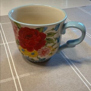 The Pioneer Woman Floral Ceramic Mug with Blue Handle
